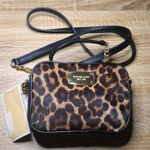 NWT Michael Kors Mini Crossbody Bag In Leopard